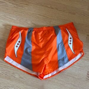 Saucony Orange and Gray Athletic Shorts